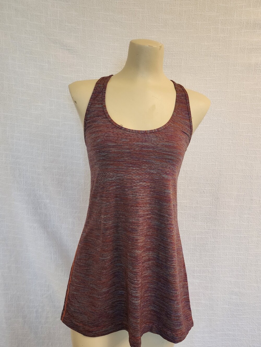 Lululemon Cool Racerback W XL Tank Top Heathered Multi Stripe Reversible A462